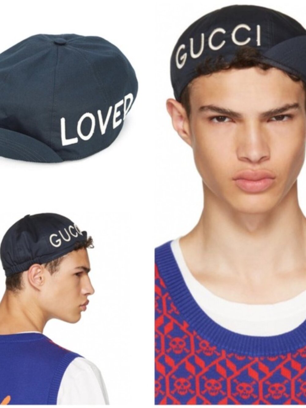 Gucci Blue Canvas Baseball Logo  L 59 LOVED HAT